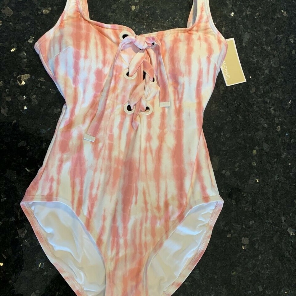 MICHAEL Michael Kors pink Tie-Dye Lace-Up One-Piece Swimsuit